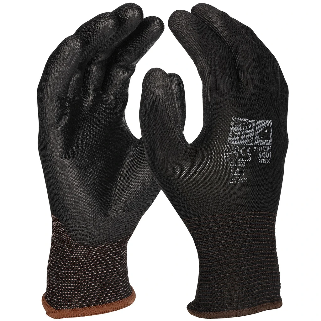 PRO FIT, PU fine knitting glove, Black, PU gloves