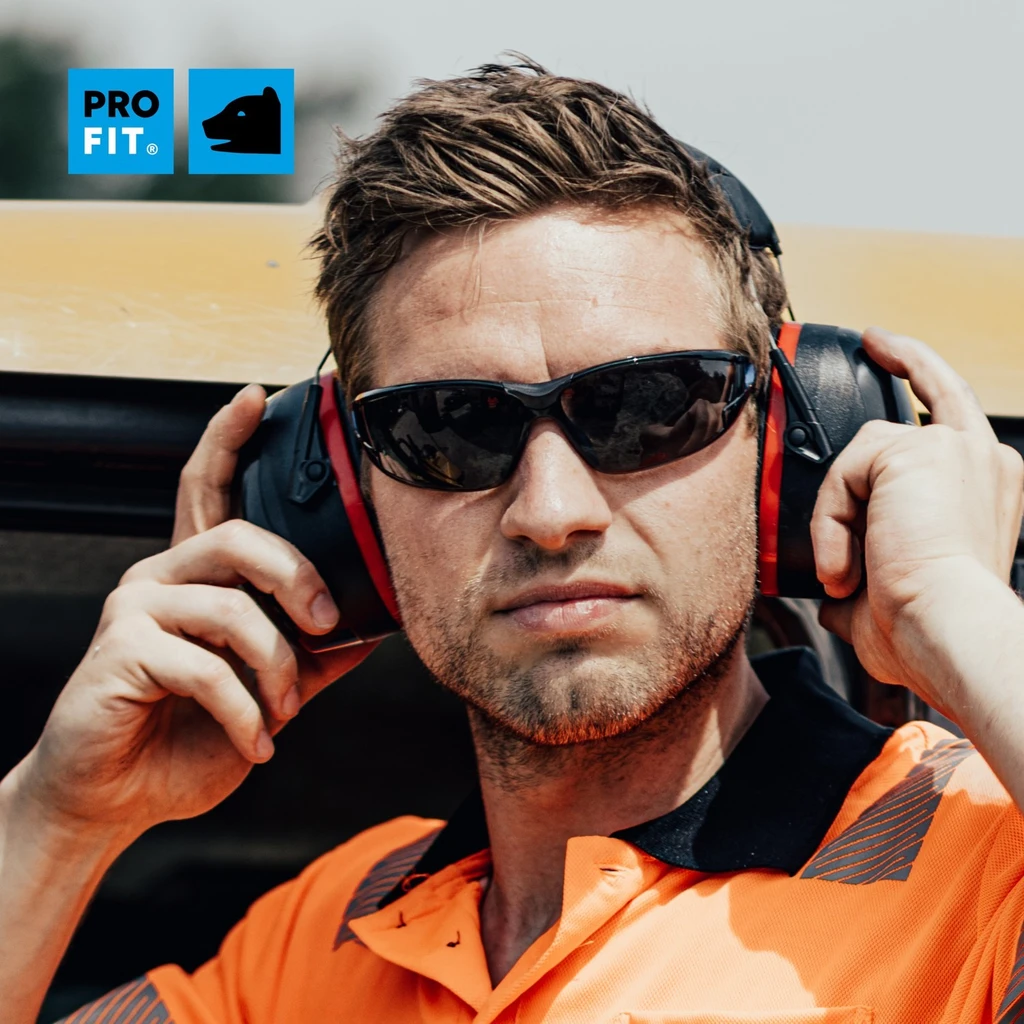 PRO FIT, Protec 33 earmuff, Red, Black, Hearing protection capsules