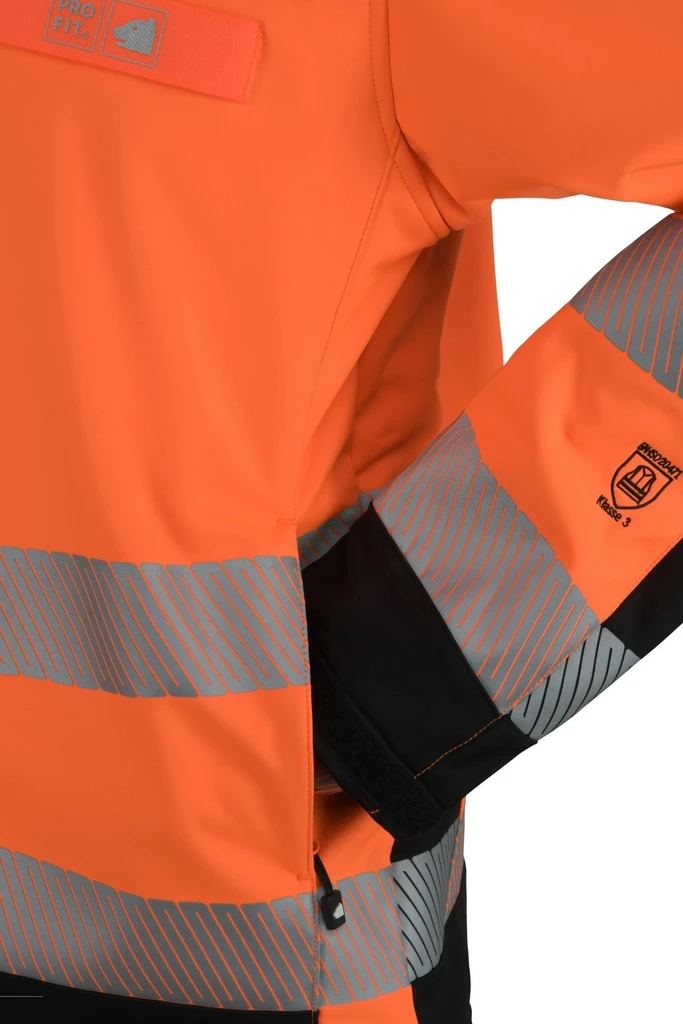 PRO FIT, winter warning protection softshell, Black, Neon Orange, High-visibility protection softshell
