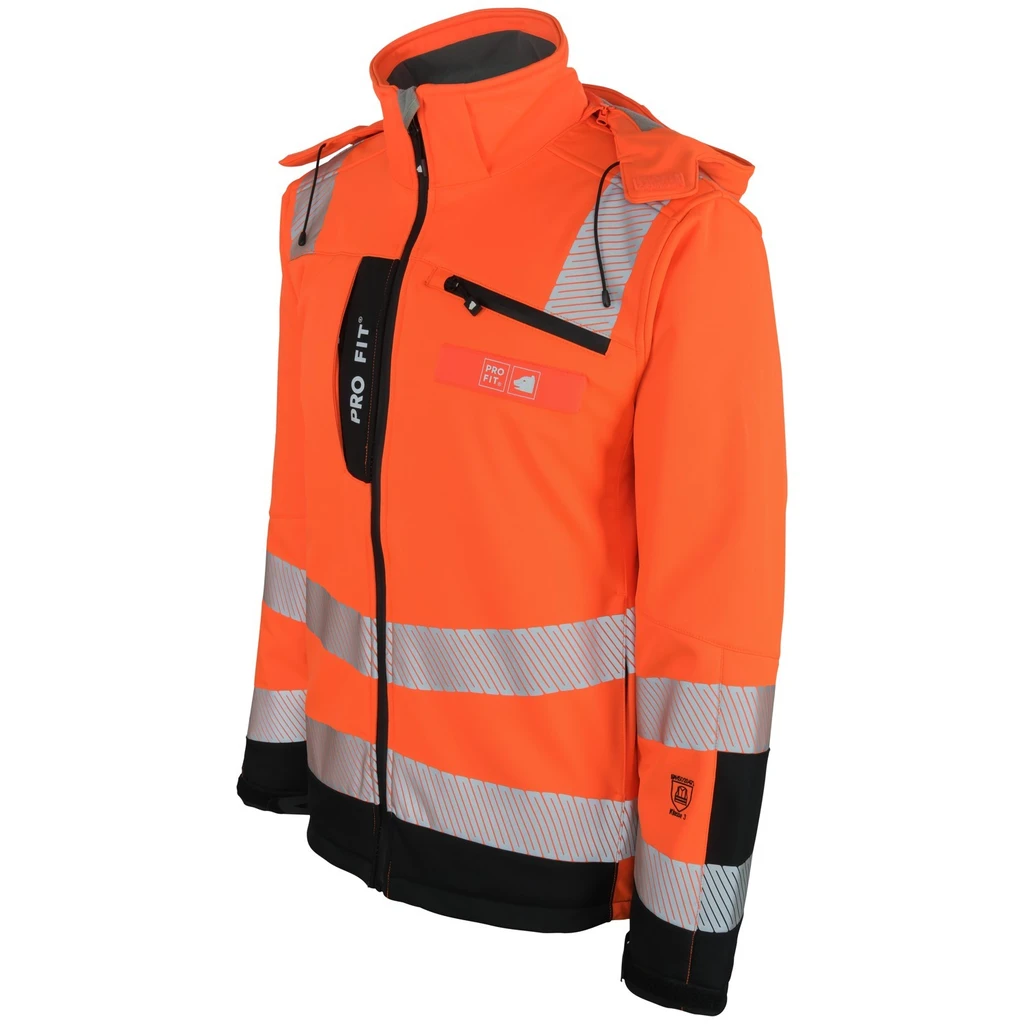 PRO FIT, winter warning protection softshell, Black, Neon Orange, High-visibility protection softshell